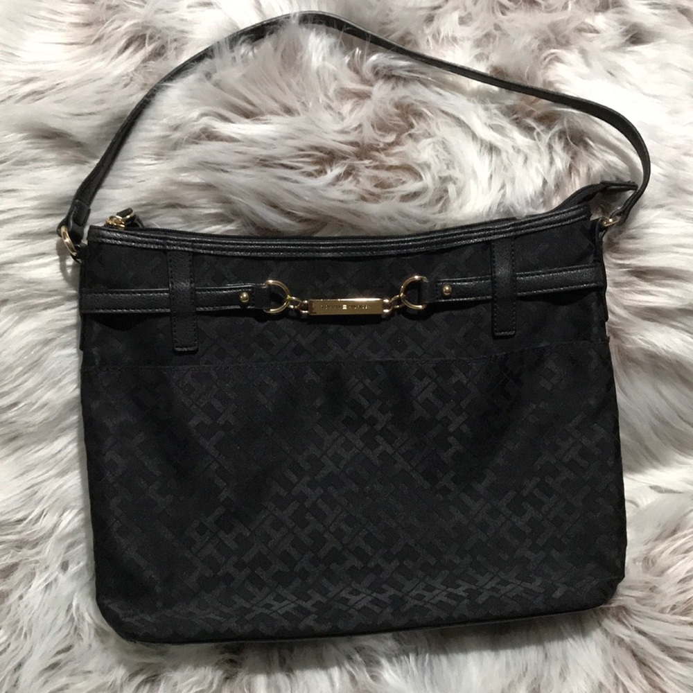 Tommy hilfiger large black tote bag purse